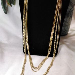 Vintage Monet Triple Strand Goldtone Necklace 54"